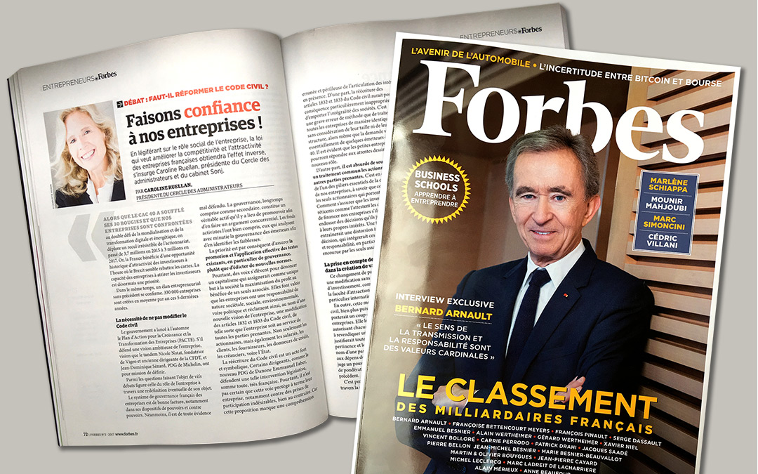 Caroline Ruellan / Forbes : « Faisons confiance à nos entreprises ! ».